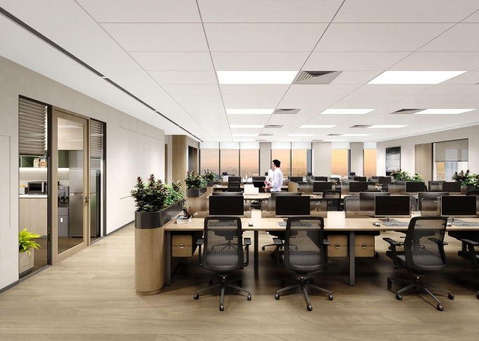 Không gian làm việc mở và hiện đại tại Oriental Square by OSI. Ảnh: Savills