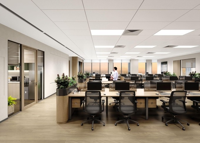 Không gian làm việc mở và hiện đại tại Oriental Square by OSI. Ảnh: Savills